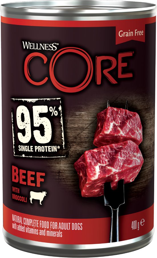 Sparpaket Wellness Core Adult 95% Single Protein 12 x 400 g - Rind & Brokkoli