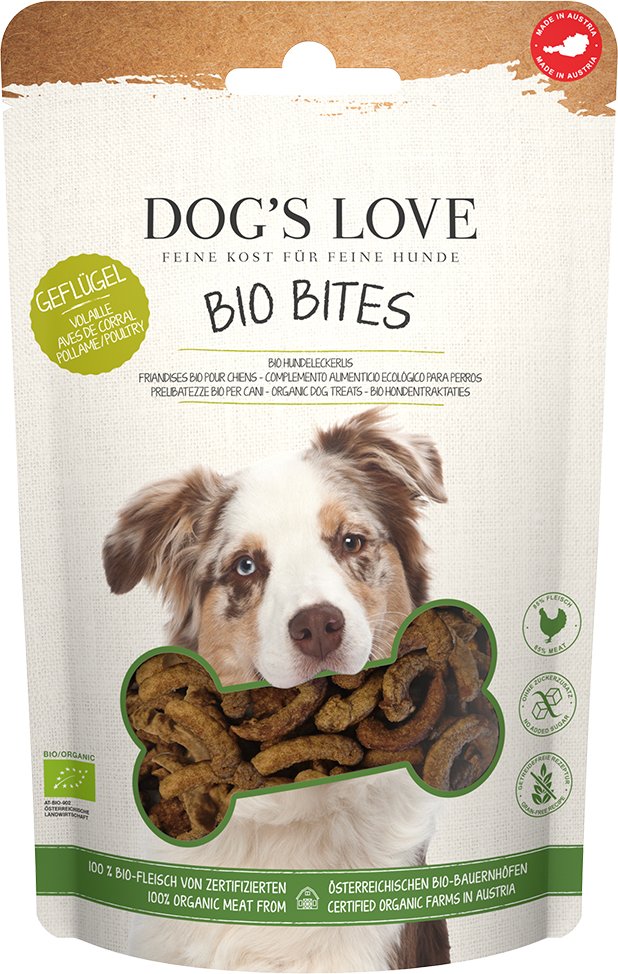 Dog´s Love Bio Bites mit Bio-Geflügel - Sparpaket: 12 x 150 g