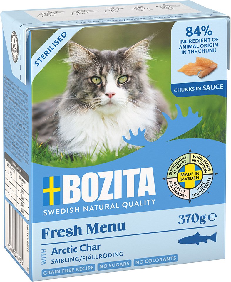 Bozita Tetra Häppchen in Soße 6 x 370 g - Sterilised mit Saibling