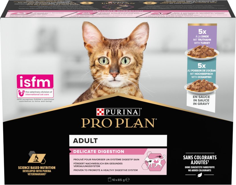 PURINA PRO PLAN Cat Adult Delicate Digestion 10 x 85 g - Truthahn und Hochseefisch
