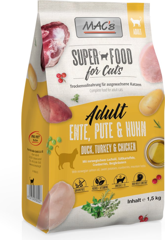 MAC's Superfood for Cats Adult Ente, Pute & Huhn - 1,5 kg