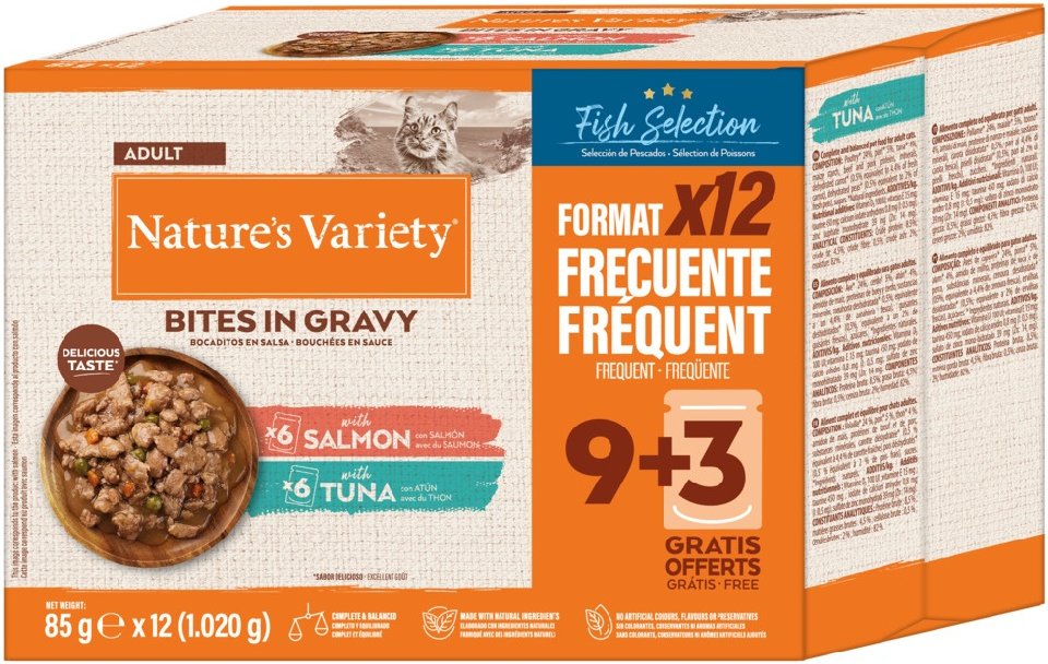 2 x Nature's Variety zum Sonderpreis! - Bites in Soße Fisch-Auswahl 2 Sorten (2 x 48 x 85 g)