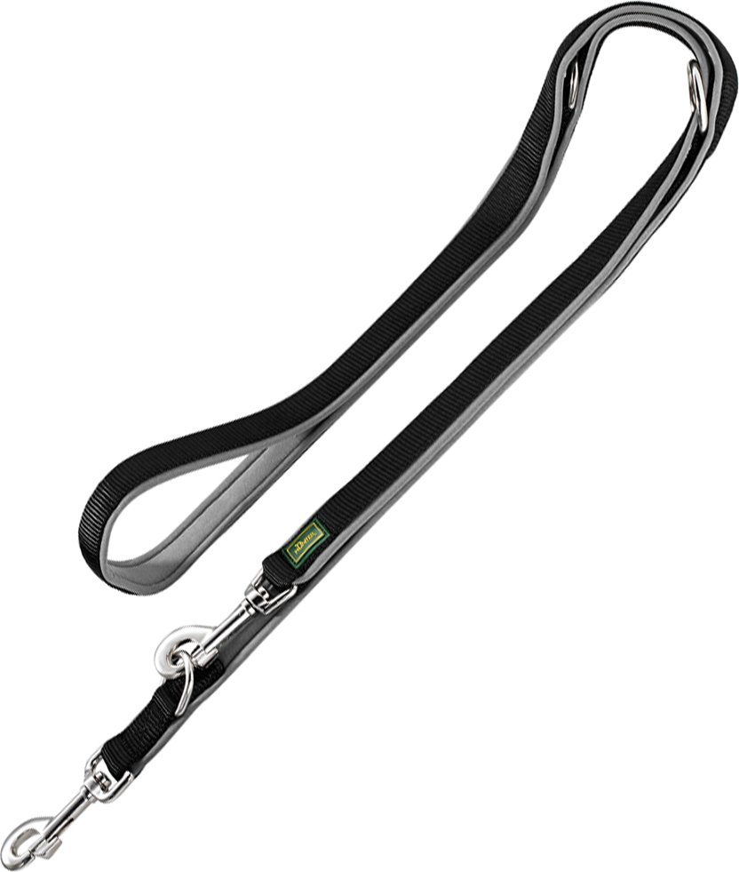 HUNTER Neopren Führleine, schwarz/grau - 200 cm lang, 20 mm breit, verstellbar