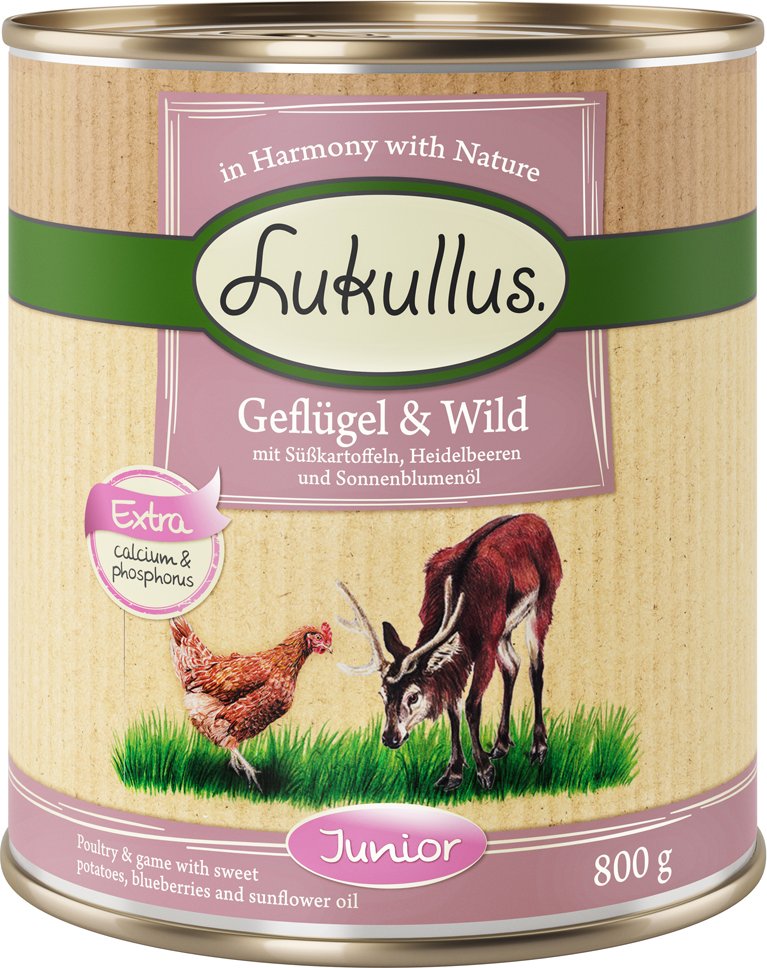 Lukullus Naturkost Junior 6 x 800 g Geflügel & Wild (getreidefrei)