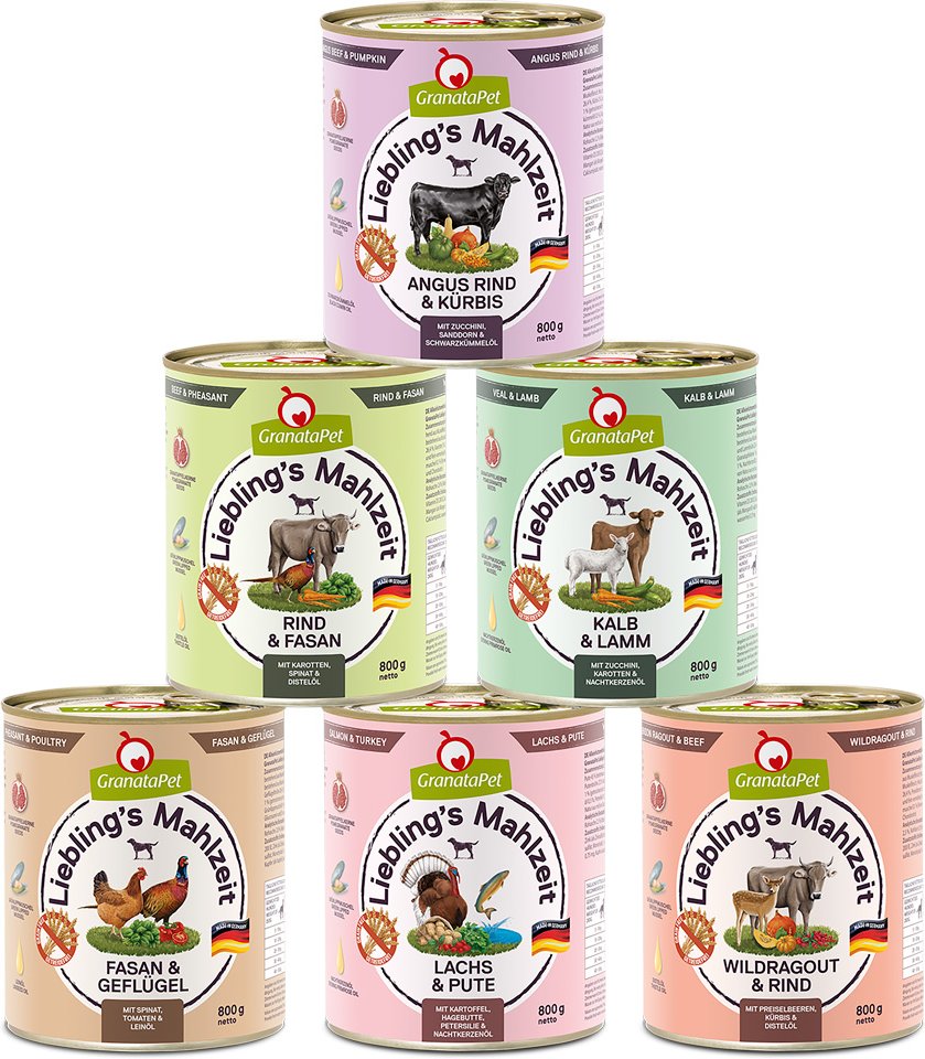 GranataPet Liebling's Mahlzeit Mixpaket 6 x 800 g - Mixpaket 2 (6 Sorten)