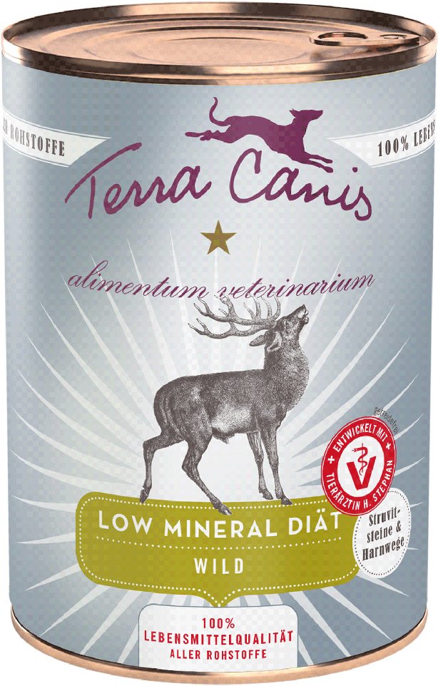 Sparpaket Terra Canis Alimentum Veterinarium Low Mineral Diät 12 x 400 g - Wild