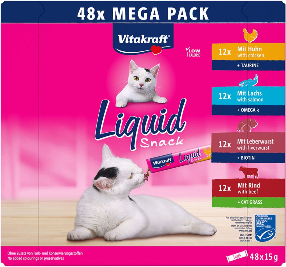 Vitakraft Cat Liquid-Snack Multipack - 48 x 15 g (Mix 2)