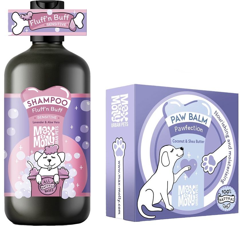 Max & Molly Hundeshampoo Fluff'n Buff - Sparpaket: Shampoo Fluff’n Buff 250 ml + Pfotenbalsam "Pawfection" 50 g