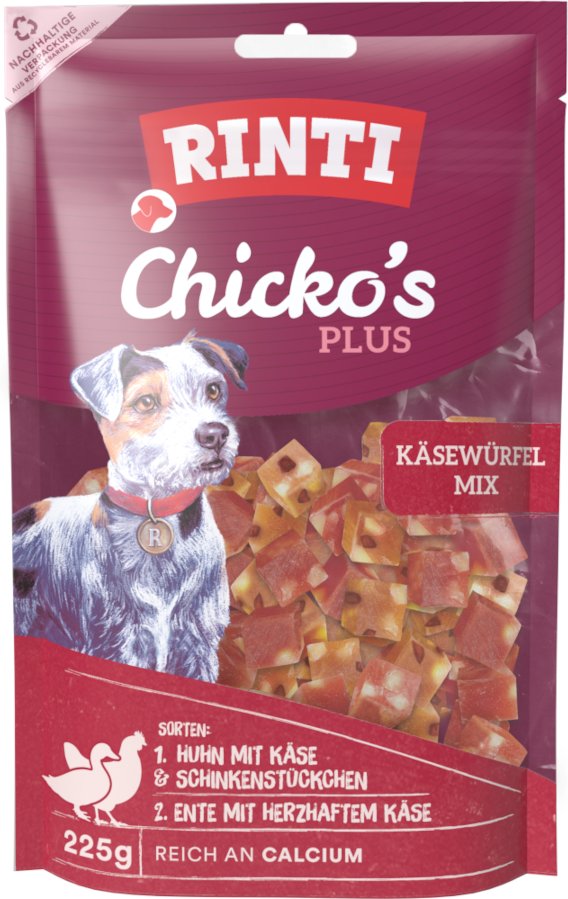 RINTI Extra Chicko Plus Würfelmix - Sparpaket: 3 x 225 g