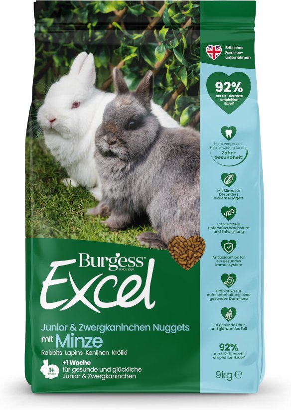 Burgess Excel Junior & Dwarf Rabbit Nuggets mit Minze - 9 kg