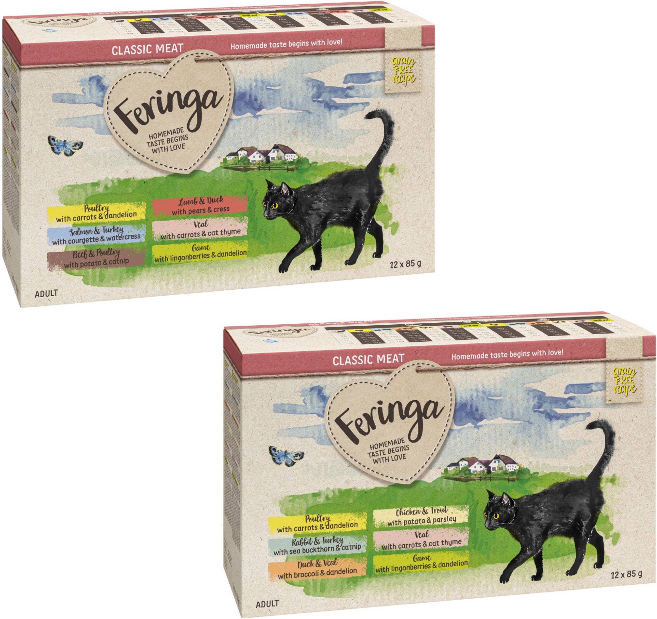 Sparpaket Feringa Classic Meat Menü Pouch 48 x 85 g Mixpaket 3 (9 Sorten)