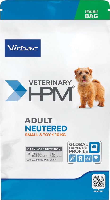Thumbnail - Virbac Veterinary HPM Adult Dog Neutered Small & Toy - Sparpaket: 2 x 7 kg