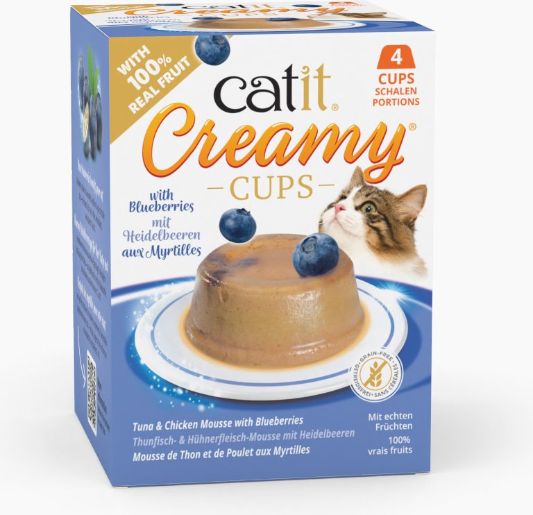 Catit Creamy Cups 4 x 25 g - Thunfisch & Huhn mit Blaubeeren