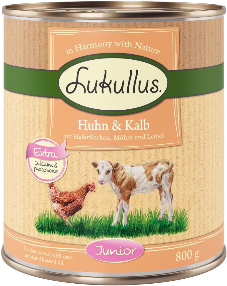 Sparpaket Lukullus Naturkost 24 x 800 g - Junior Huhn & Kalb