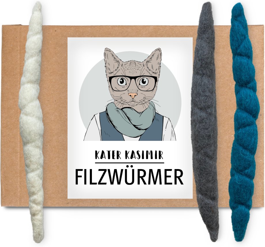 Kater Kasimir Filzwürmchen - 3er Set