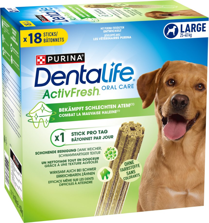 PURINA Dentalife Active Fresh Tägliche Zahnpflege-Snacks für große Hunde - 18 Sticks