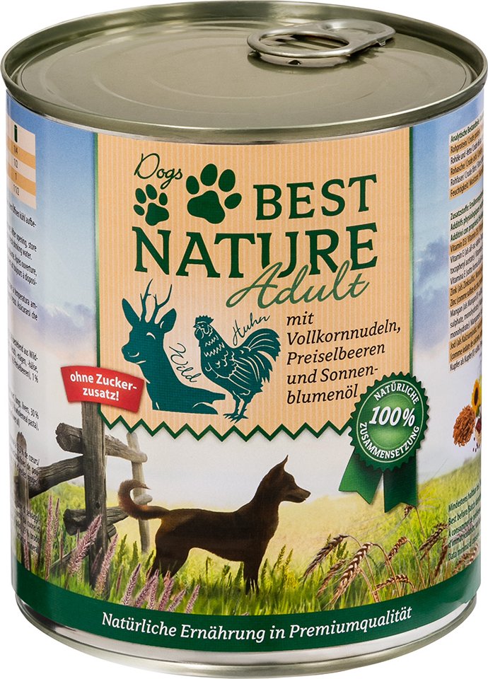 Best Nature Dog Adult 6 x 800 g - Wild, Huhn & Nudeln