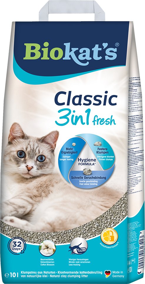 Biokat's Classic 3in1 Fresh Katzenstreu Baumwollblüte - Sparpaket: 2 x 10 l
