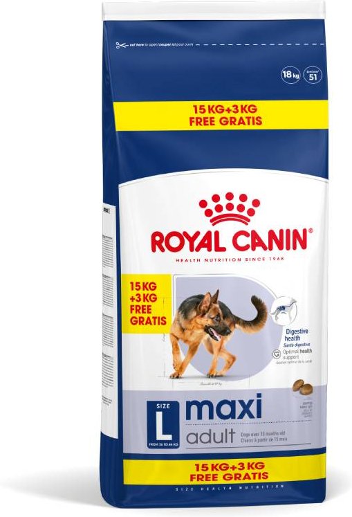 Royal Canin Maxi Adult - 15 kg + 3 kg gratis!