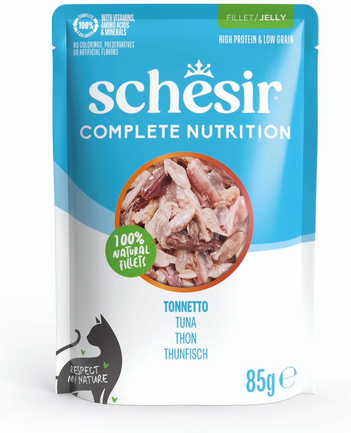Schesir Complete Nutrition Filet in Gelee 6 x 85 g in Beuteln - Thunfisch