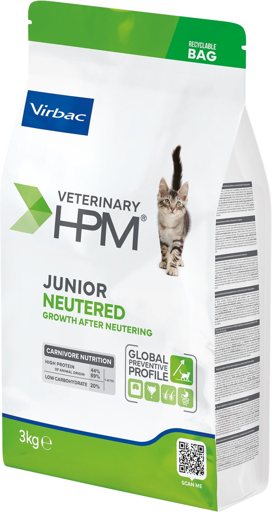 Virbac Veterinary HPM Junior Neutered Cat - 3 kg