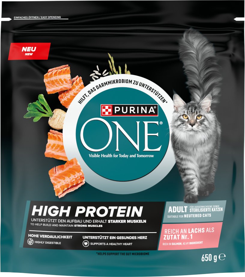 PURINA ONE High Protein Lachs - Sparpaket: 3 x 650 g