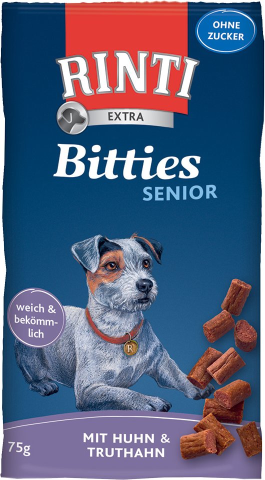 RINTI Extra Bitties Senior Huhn & Truthahn - Sparpaket: 12 x 75 g