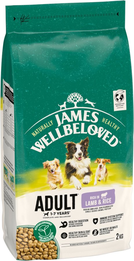 James Wellbeloved Adult Dog Hypoallergenic Lamm & Reis - 2 kg