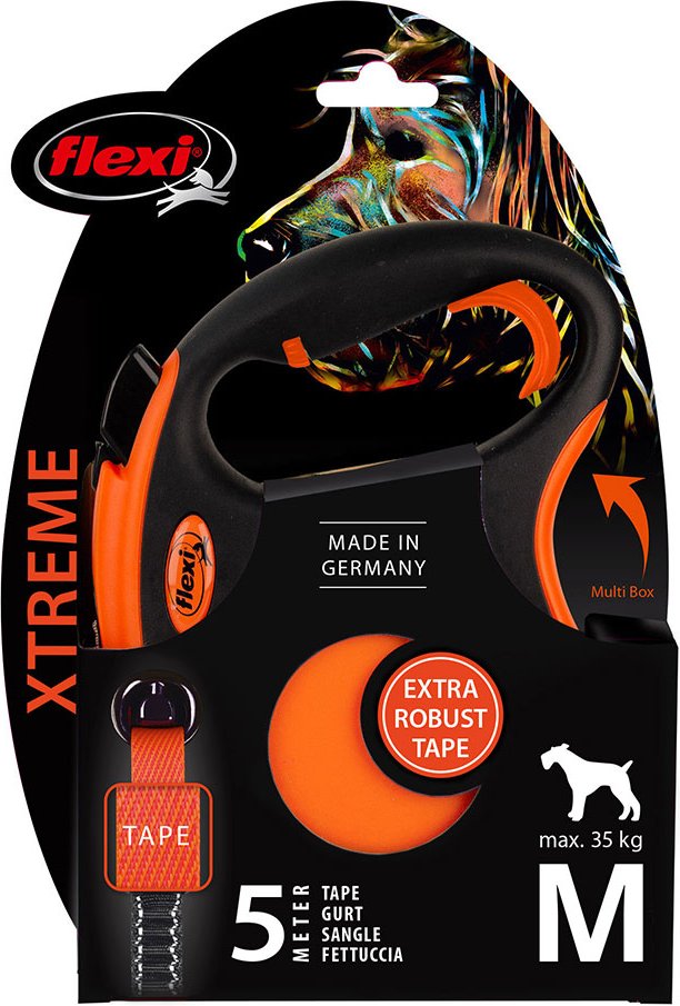 flexi Xtreme Gurt-Leine orange, 5 m - Größe M: bis 35 kg