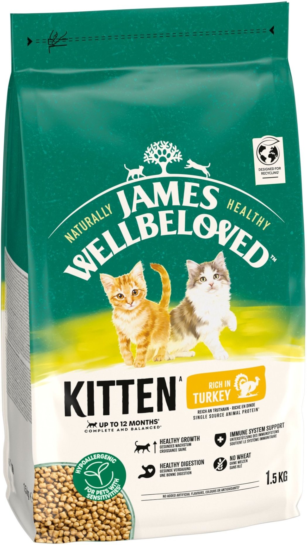 Thumbnail - James Wellbeloved Kitten Hypoallergenic Truthahn & Reis - 1,5 kg