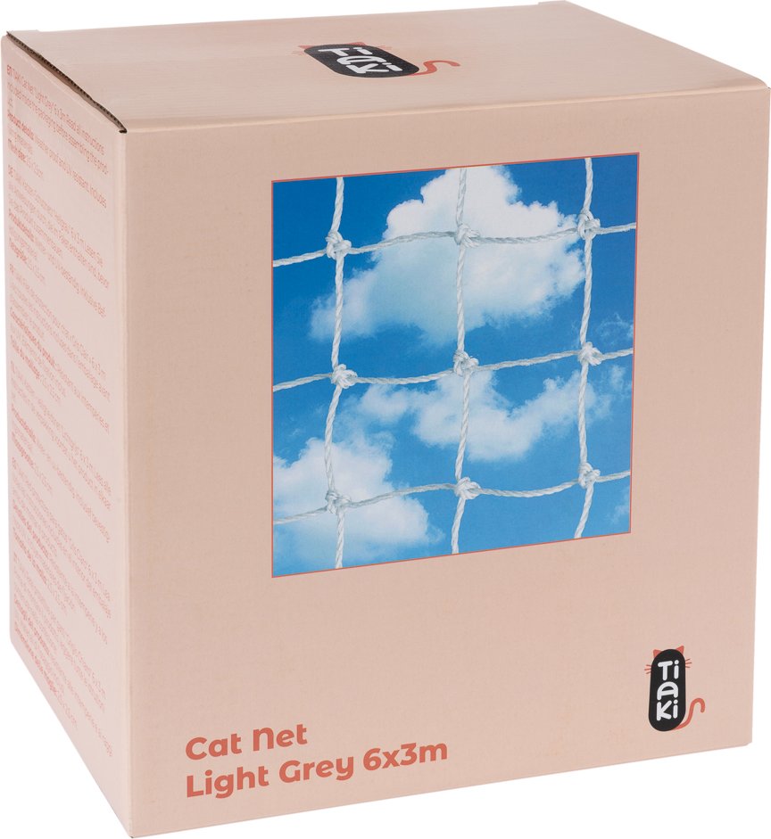 Thumbnail - TIAKI Katzenschutznetz mit Drahtverstärkung, hellgrau - 6 x 3 m