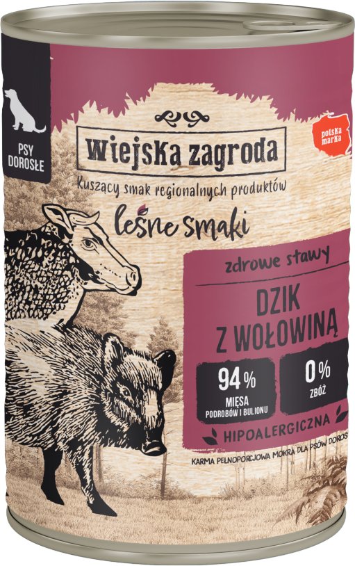 Sparpaket Wiejska Zagroda Dog 24 x 400 g - Wildschwein mit Rind