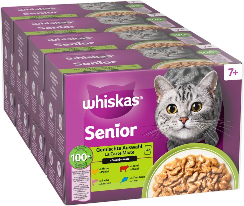 Jumbopack Whiskas Senior Frischebeutel 144 x 85 g - 7+ Gemischte Auswahl in Sauce