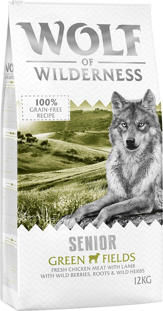 2 x 12 kg Wolf of Wilderness Trockenfutter - getreidefrei - SENIOR Green Fields - Lamm