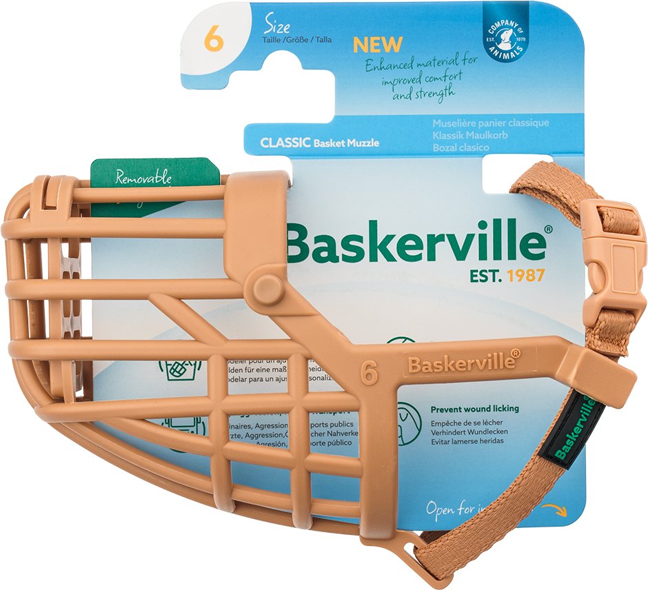 Baskerville Klassik Maulkorb, beige - Größe 6