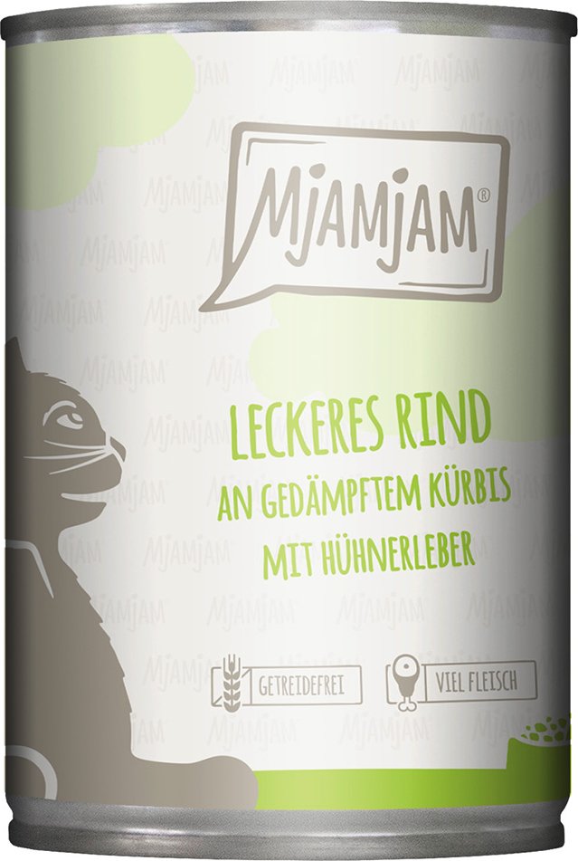 MjAMjAM 6 x 400 g - leckeres Rind an gedämpftem Kürbis