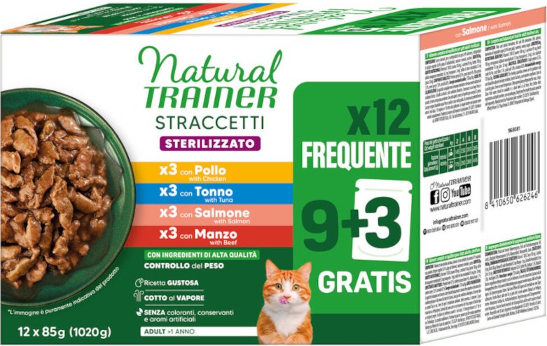 Natural Trainer Straccetti Adult Sterilised Streifen in Soße 24 x 85 g - Mixpaket (4 Sorten)