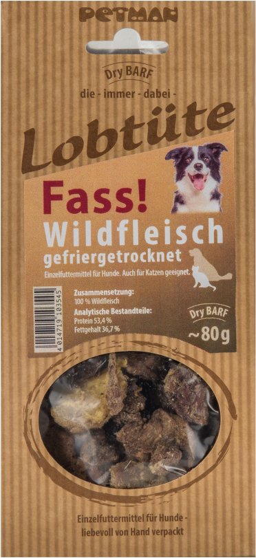 Petman Lobtüte Fass! Wildfleisch - Sparpaket: 5 x 80 g