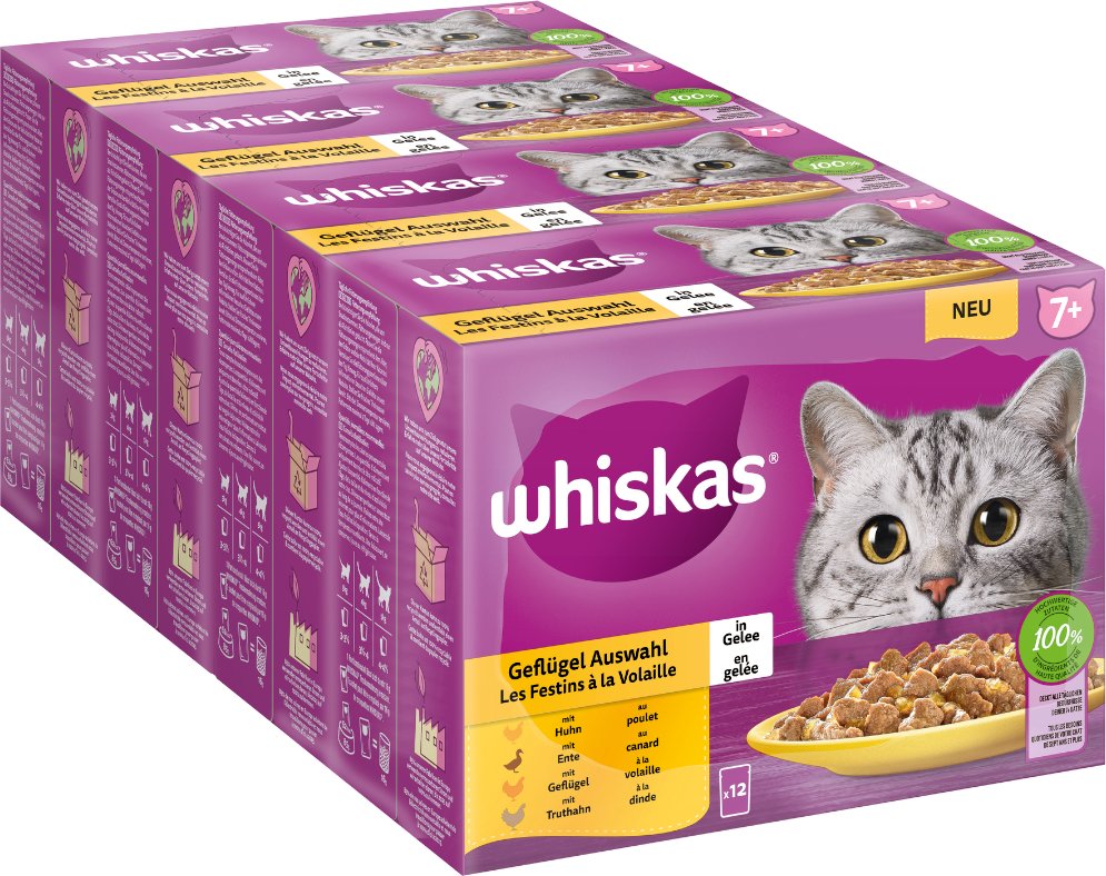 Thumbnail - Jumbopack Whiskas Senior Frischebeutel 96 x 85 g - 7+ Geflügelauswahl in Gelee