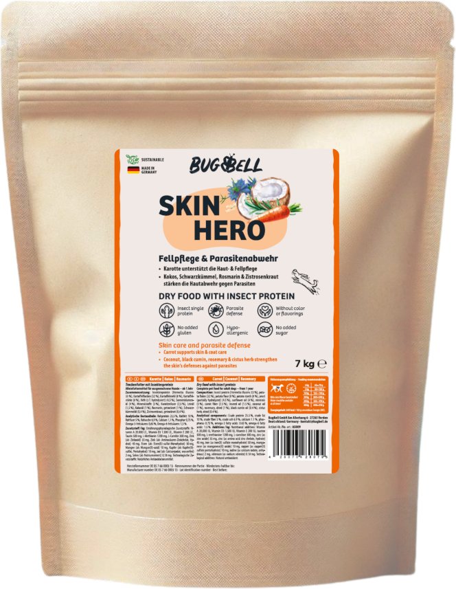 BugBell Trockenfutter Skin Hero - Sparpaket: 4 x 7 kg