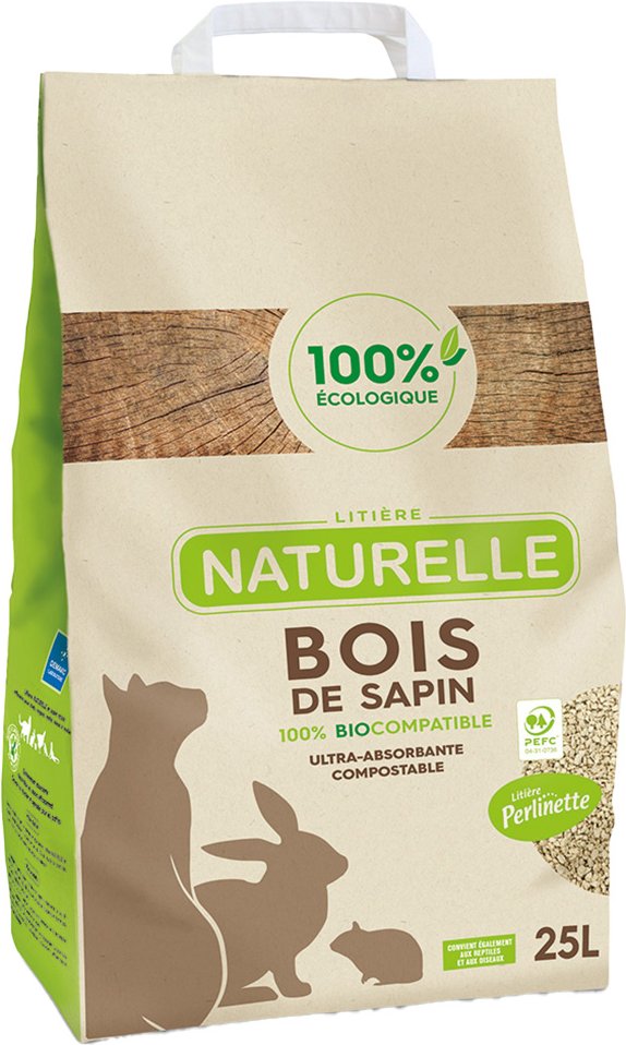 Perlinette Bois de Sapin Katzenstreu - 25 l (10 kg)