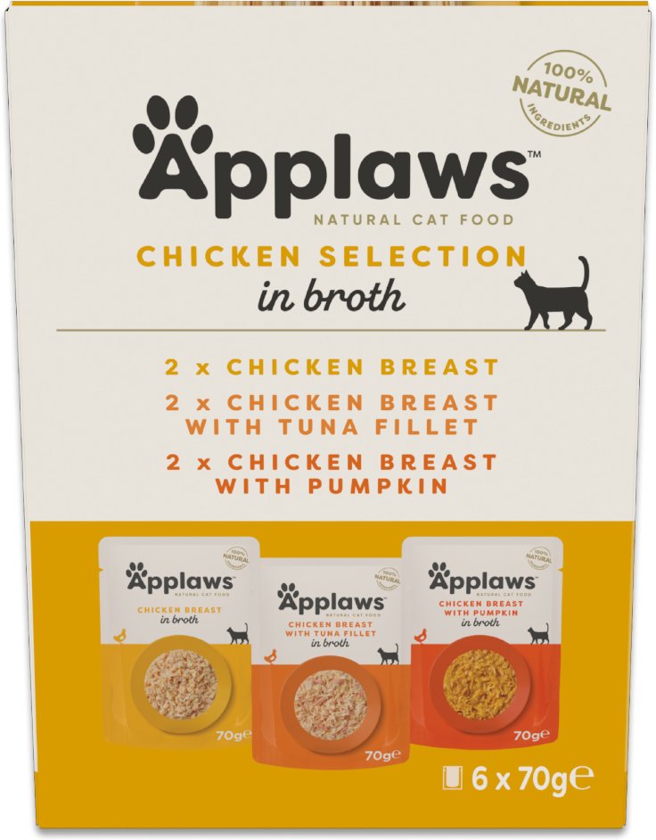 Sparpaket Applaws Pouch in Brühe 24 x 70 g - Mixpaket Hühnchen (3 Sorten)