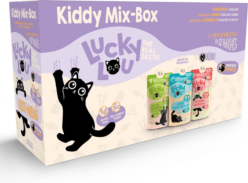 Sparpaket Lucky Lou Kitten 48 x 125 g - Mixpaket (3 Sorten)
