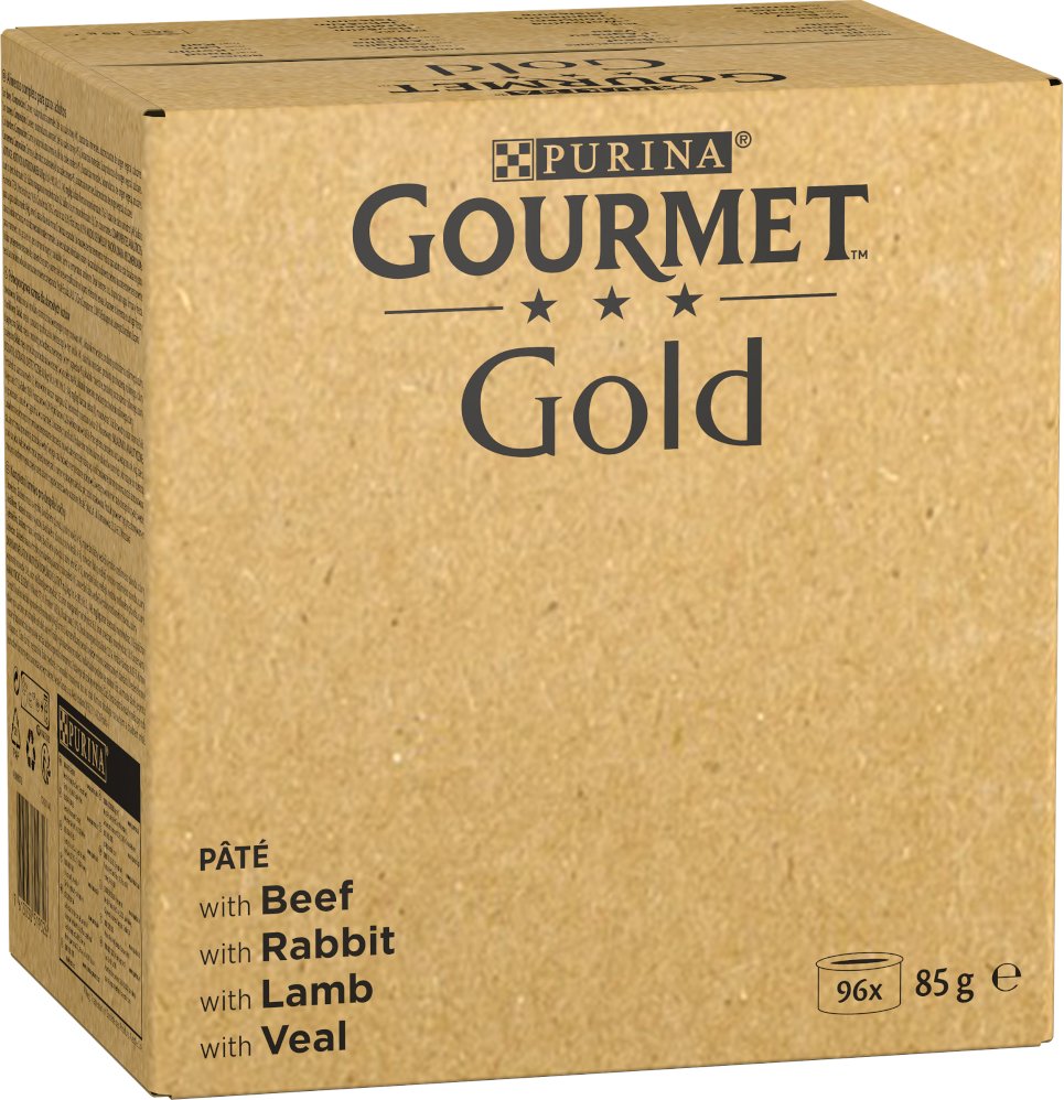 Jumbopack Gourmet Gold Feine Pastete 96 x 85 g - Rind, Kaninchen, Lamm, Kalbfleisch