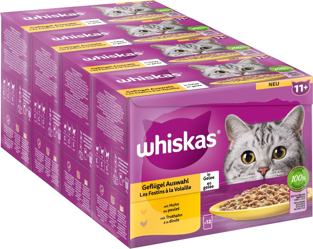 Megapack Whiskas Senior Frischebeutel 48 x 85 g - 11+ Geflügelauswahl in Gelee