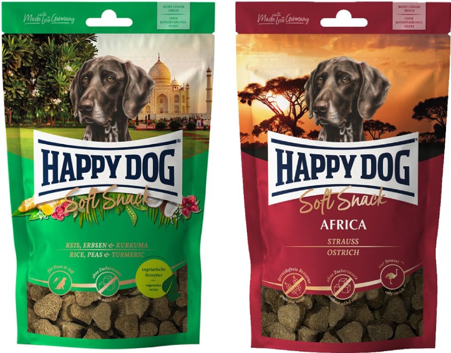 Kombi-Paket: Happy Dog Soft Snack - India 3 x 100 g + 3 x 100 g Africa