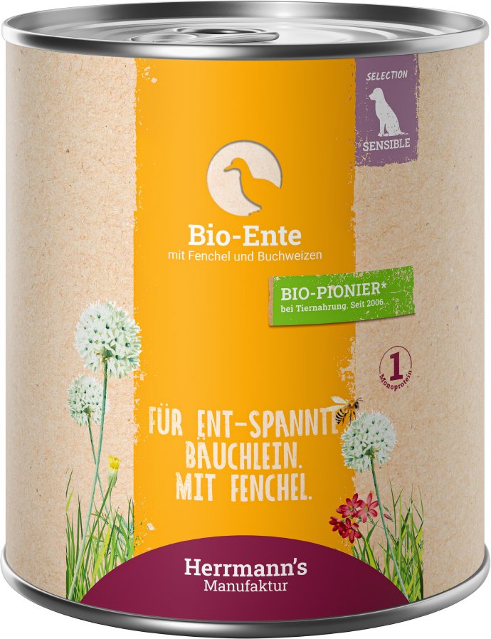 Herrmann´s Bio-Menü / Menü Sensitive 6 x 800 g - Bio-Ente mit Bio-Fenchel und Bio-Buchweizen