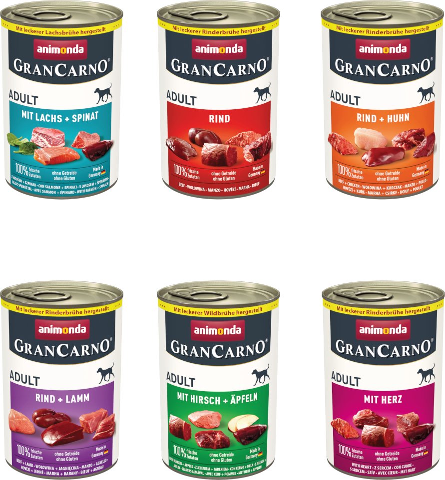 animonda GranCarno Original Adult 6 x 400 g - Mixpaket 1: Herzhafte Variation (6 Sorten)