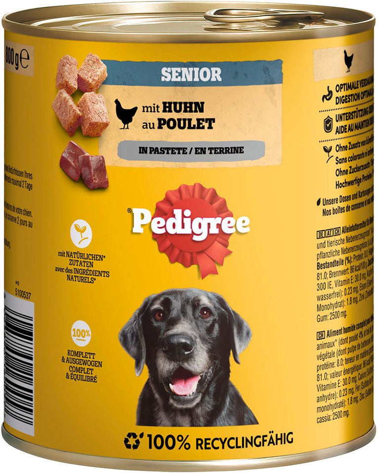 Pedigree Classic 12 x 800 g - Senior Huhn in Pastete