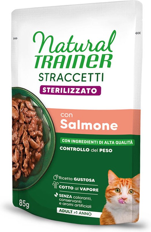 Natural Trainer Straccetti Adult Sterilised Streifen in Soße 48 x 85 g - Lachs